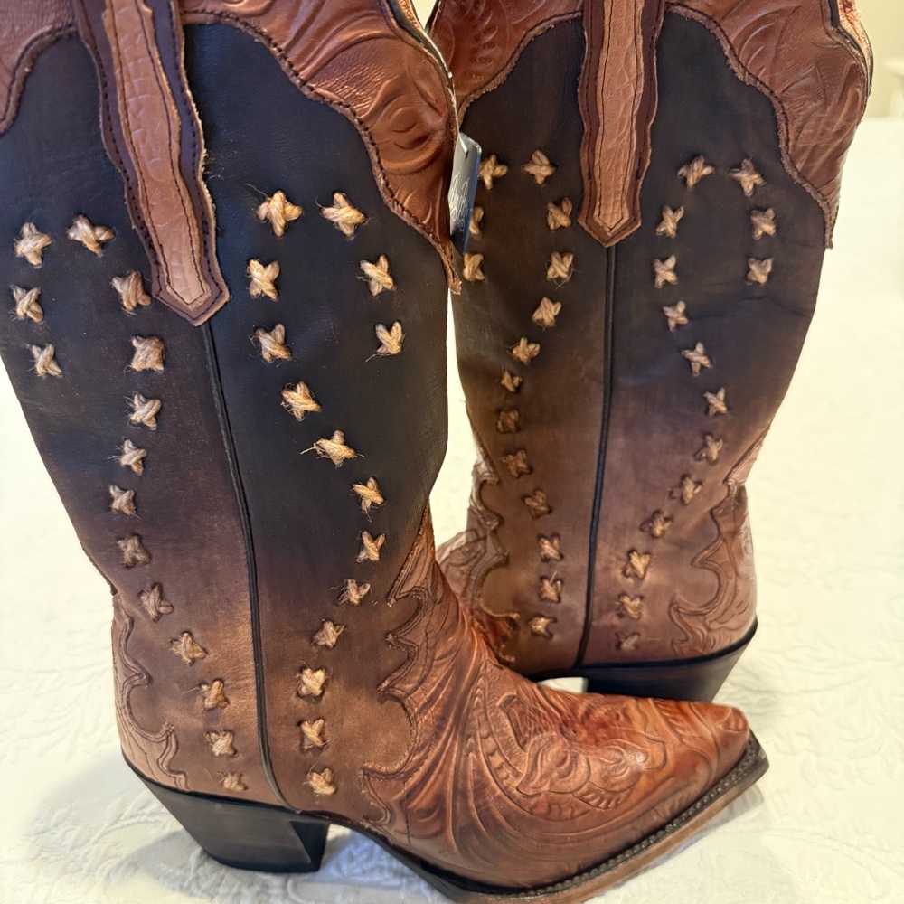 NWT Dan Post Brown Western Cowgirl Boots Size 7